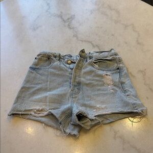 PacSun Light Blue Distressed Ultra High-Rise Denim Shorts
